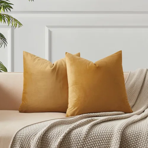 Miniatura 16 de Juspurbet - Juego de 2 fundas decorativas de terciopelo para cojines, fundas suaves para sofá, cama o sillón con cremallera oculta, para sala