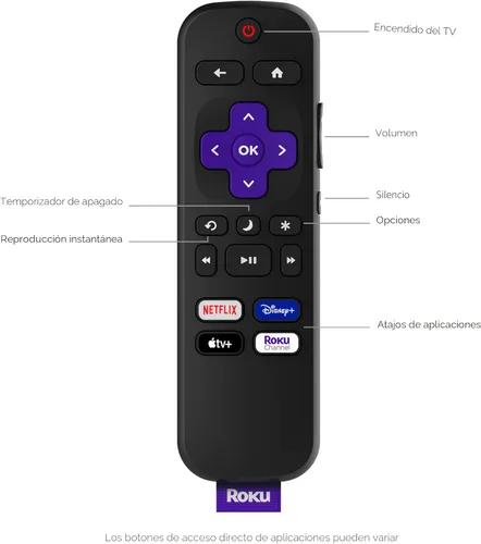 Miniatura 5 de Control remoto Roku TV (Producto oficial del fabricante) - Configuración simple y accesos directos de aplicaciones preestablecidos - Control remoto