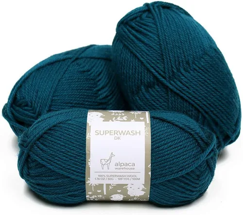 Miniatura 28 de 100% lana pura Superwash de Alpaca Warehouse, juego de 3 madejas (150 gramos) de peso DK - Procedencia directa de Perú - Celestialmente suave