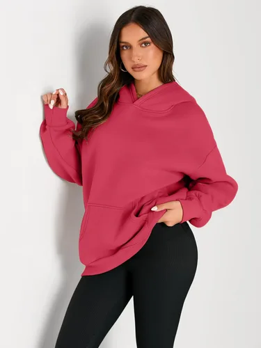 Miniatura 128 de Trendy Queen - Sudaderas extragrandes con capucha para mujer, suéteres de manga larga, sin botones, de vellón, de otoño, ropa de invierno