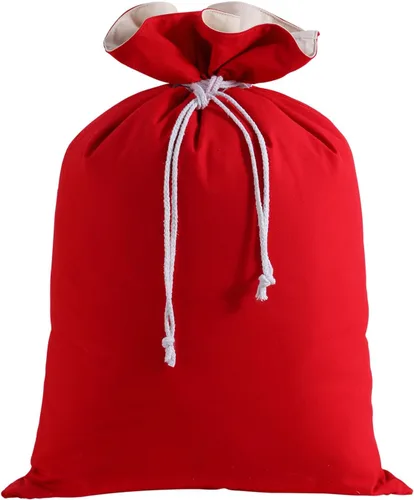 DYSHAYEN Saco de Santa Bolsa de Regalo de Navidad 19.7 X 27.6 Pulgadas Bolsa Grande de Lona de Santa Claus para Suministros de Fiesta de Xmas (Rojo)