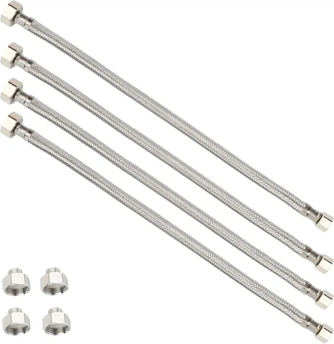 Miniatura 10 de Klabb Línea de suministro de grifo trenzado de acero inoxidable de 24 pulgadas, conector FIP de 1/2" x compresión de 3/8", conector de agua flexible