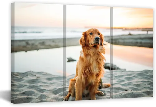 Miniatura 18 de CCWACPP Arte personalizado en lienzo con 3 fotos de retratos familiares de perros para boda, impresiones en lienzo, póster personalizado, decoración