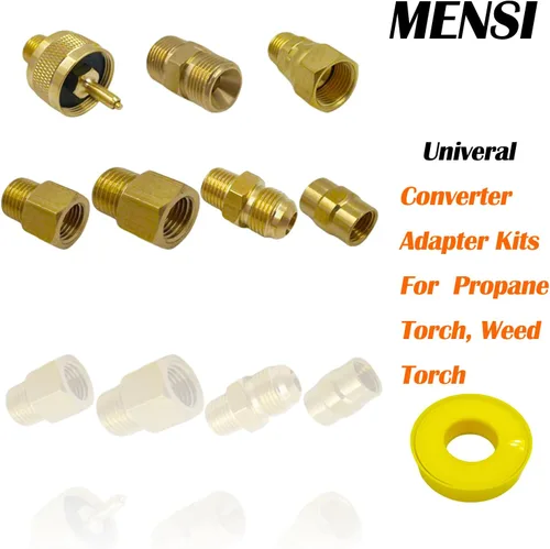 Miniatura 7 de MENSI Kit convertidor de botellas de tanque de propano de gas con antorcha de malas hierbas, ajuste de 1 libra con 3/8 "NPT, 1/4 "NPT, M12X1.25