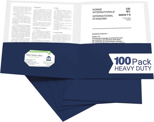 Miniatura 18 de Zzrywuty 100 Paquetes de Carpetas de Archivo de Dos Bolsillos con Ranura para Tarjetas de Visita, Papel Texturizado, Tamaño Carta, Capacidad