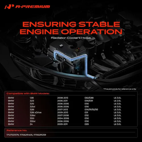 Miniatura 2 de A-Premium Manguera de tubo de agua refrigerante del radiador superior Compatible con BMW E82, E88, E89, E90, E91, E92, E93, 323i, 325i, 325xi, 328i