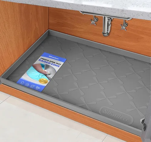 SIKADEER Tapete impermeable de 19 x 19 pulgadas para debajo del fregadero, tapete de silicona para estante de cajones de cocina y revestimiento de