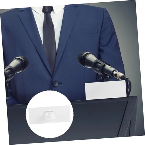 Miniatura 9 de ibasenice Estación de logotipo de micrófono, superficie en blanco para diseño acrílico para entrevistas y eventos, fácil de asegurar y usar