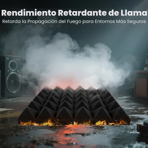 Miniatura 4 de Focusound Paneles acústicos, paquete de 50 unidades de 2 x 12 x 12 pulgadas con 300 adhesivos de doble cara, espuma piramidal a prueba de sonido