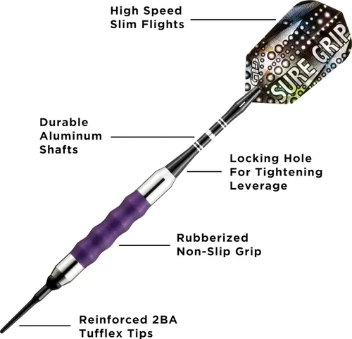 Miniatura 3 de Viper Sure Grip Dardos de Punta Suave Púrpura