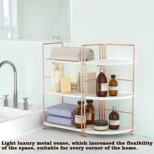 Miniatura 8 de Organizador de encimera de baño de 3 niveles, bandeja de tocador, almacenamiento de cosméticos y maquillaje, estante de pie para especias de cocina
