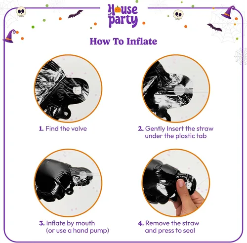 Miniatura 6 de HOUSE OF PARTY Globos de aluminio de Halloween de 22 pulgadas – Globos de letras «DEAD INSIDE» para decoraciones de cementerio – Globo de aluminio