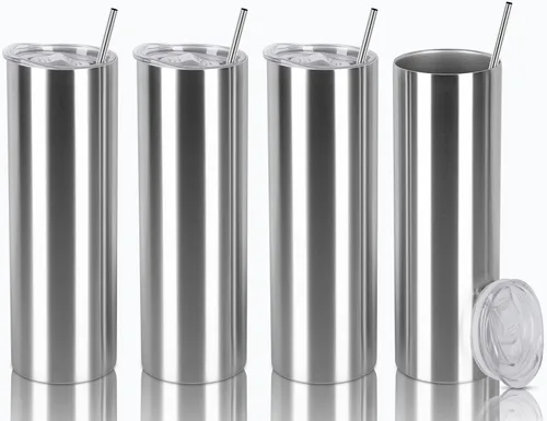 Juego de vasos rectos y delgados de 20 onzas, vaso de viaje delgado de acero inoxidable a granel, regalo de cumpleaños para mujeres, amigas y 20