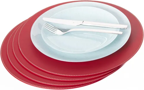 Miniatura 6 de Nikalaz Nikalaz - Juego de 4 manteles individuales redondos de cuero reciclado de 15 pulgadas, decoración de mesa de comedor y cocina (negro)