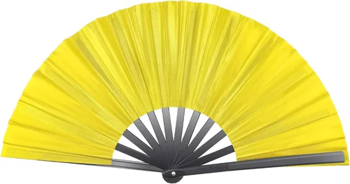Miniatura 13 de Quacc Ventilador de mano plegable grande de 13 pulgadas, tela de nailon vintage, retro, gran abanico para baile de línea, festival chino de Kung Fu