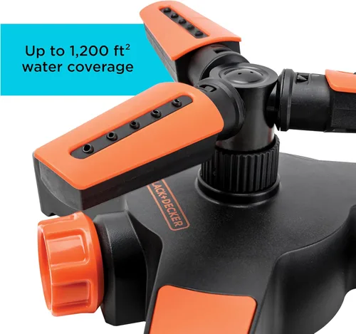 Miniatura 3 de Black + Decker® - Aspersor ajustable de 3 brazos, cobertura de 360°, rociador personalizable, cobertura de 1,216 pies cuadrados BD8428