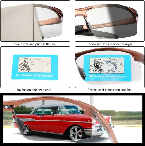 Miniatura 5 de YIMI Gafas de sol deportivas polarizadas fotocrómicas para hombre, ciclismo, pesca, conducción, protección UV, gafas antirreflejos 8177 Marrón