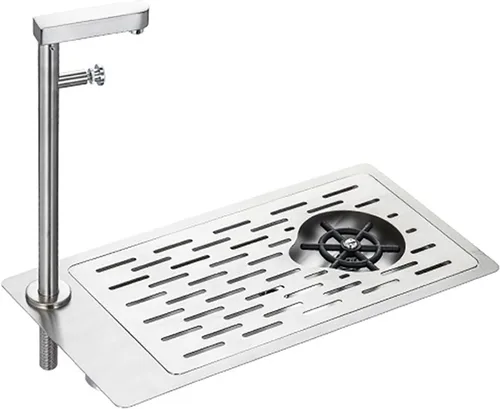 Enjuagadora de jarra, enjuague de vidrio de acero inoxidable para encimera, fregadero automático con rociador lateral, grifo, bandeja de goteo para