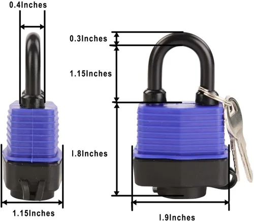 Miniatura 2 de SEPOX® 20 candados resistentes de 1.732 in y 1.75 pulgadas para exteriores con llave similar, cubierta resistente al agua, cerradura de acero
