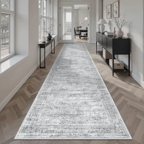 Miniatura 183 de Alfombra de pasillo Soalmost 2'6" x 10' lavable, alfombra antideslizante para cocina, baño, lavandería, alfombras vintage ultra delgadas para Beige
