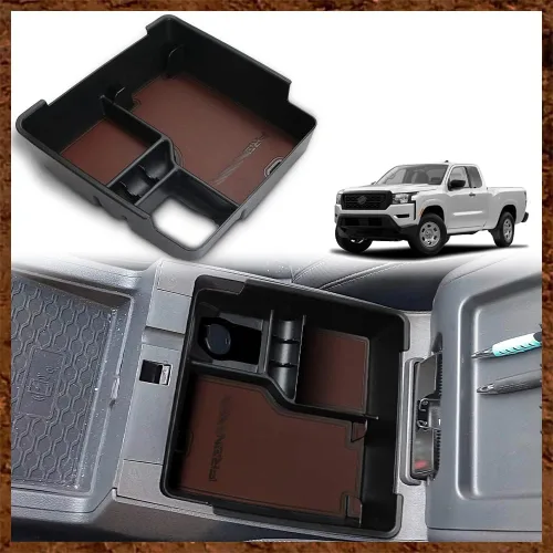 Miniatura 9 de Muslogy Bandeja de cajón de almacenamiento compatible con accesorios Nissan Frontier 2005-2021, organizador de consola central, inserto de silicona