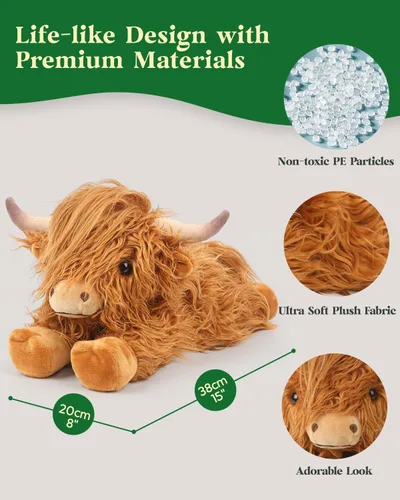 Miniatura 6 de Cuckool Highland Cow - Animales de peluche, adorable animal de peluche esponjoso de ganado de las tierras altas, lindo peluche suave de vaca