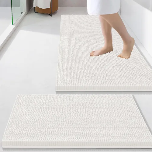 Miniatura 81 de Smiry Juego de 2 alfombras de baño, felpilla suave y absorbente, lavable a máquina, antideslizantes, para bañera, ducha y suelo