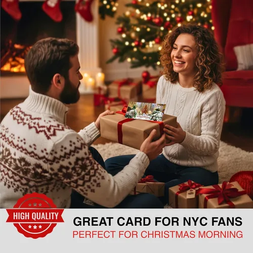 Miniatura 6 de Angels At Rockefeller Center NYC - Juego de 6 tarjeteros de Navidad con sobres blancos - Season's Greetings Holiday Tri-Fold Cash, cheques
