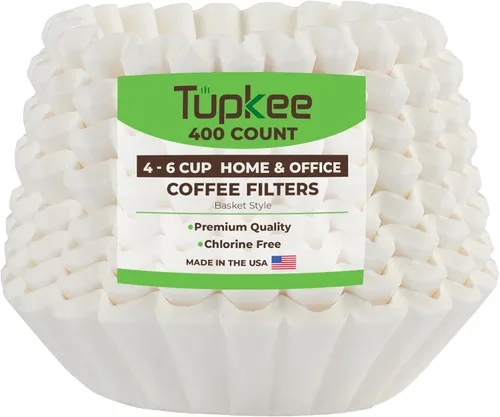 Miniatura 7 de Filtros de café de 4 a 6 tazas – 400 unidades, estilo canasta junior, papel blanco, sin cloro, filtro de café de 5 tazas, fabricado en los Estados