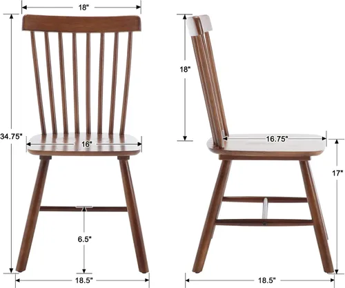 Miniatura 6 de Juego de 4 sillas de comedor de estilo granja, silla de comedor Windsor, sillas de cocina sin brazos con respaldo de espiral, sillas laterales