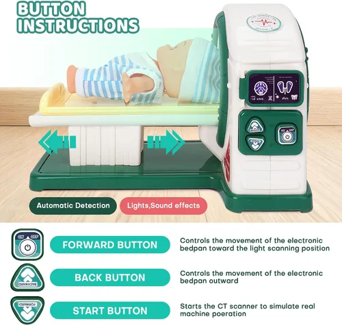 Miniatura 3 de Kit de médico para niños pequeños de 3 a 5 años, juego de doctor con herramientas médicas, máquina de rayos X y estetoscopio de juguete, juego