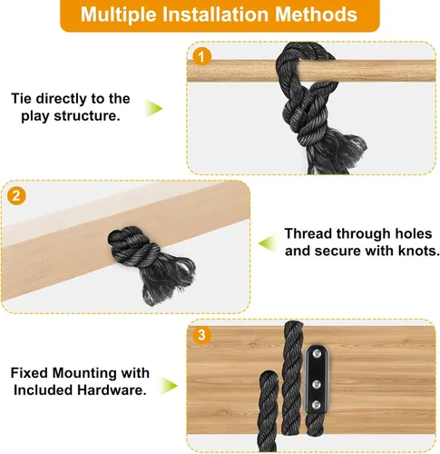 Miniatura 7 de Red de carga de escalada para niños al aire libre de 30 x 139 pulgadas, cuerda de nailon sin nudos, red de escalada para patio de recreo, red