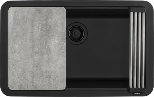 Miniatura 5 de Ruvati Fregadero de cocina de cuarzo compuesto de granito de 30 pulgadas con estación de trabajo, montaje por debajo y acabado negro mate - RVG2310BK