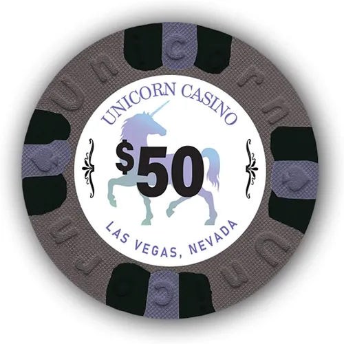 DA VINCI Paquete de 50 fichas de póquer Unicorn All Clay de 0.32 oz con denominaciones, auténticas fichas de casino ponderadas Gris $50