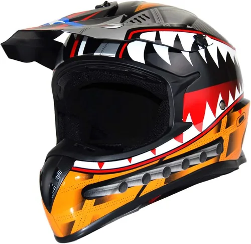 Miniatura 2 de 1Storm - Casco de motocross para adultos BMX MX ATV Dirt Bike Downhill Mountain Bike estilo Monster Shark Racing HKY_SC09S