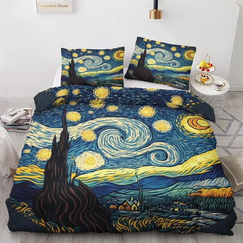 Miniatura 22 de Funda de edredón abstracta tamaño individual Juego de ropa de cama geométrica 2 piezas Funda de edredón con patrón de microfibra suave