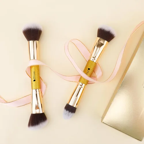 Miniatura 3 de DUcare Brochas de maquillaje Duo End Foundation Powder Buffer y Contour Brush Herramientas cosméticas sintéticas 2 piezas Juego de 2 brochas