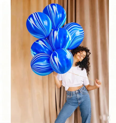 Miniatura 6 de Globos de mármol azul de ágata marmolada, globos azules de 12 pulgadas, 50 unidades de teñido anudado para fiesta de cumpleaños, decoración