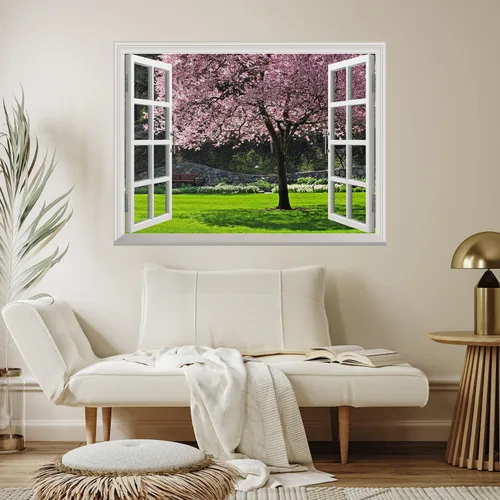 Miniatura 4 de Wall26 - Adhesivo decorativo para pared, diseño desmontable de flores silvestres primaverales Flor de cerezo en primavera-3