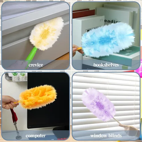 Miniatura 3 de Vesici 150 piezas de repuesto de plumero compatibles con Swiffer Dusters, repuesto desechable a granel grueso con 1 mango resistente para limpieza
