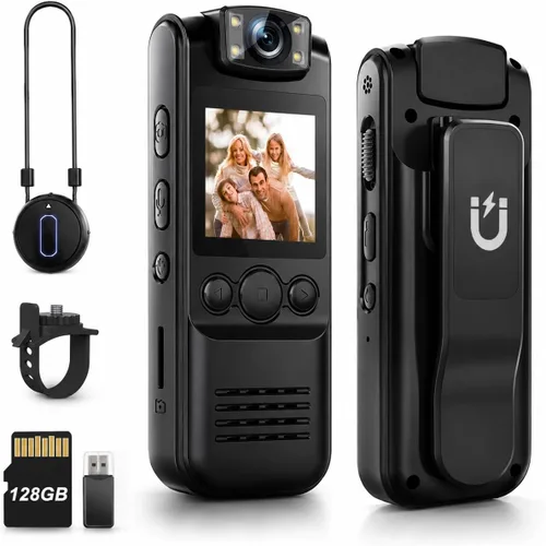 Miniatura 8 de Cámara Corporal 4K con Grabación de Audio y Vídeo, Cámara Ponible Mini de 128GB con Cordón Magnético, Cámara Corporal para Viaje, Ciclismo