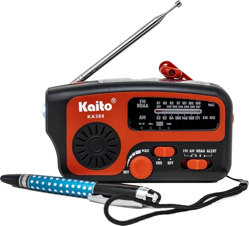 Miniatura 3 de Kaito Radio de emergencia KA388 - AM/FM NOAA Alerta meteorológica de 5 vías con manivela solar receptor de radio con linterna LED y cargador