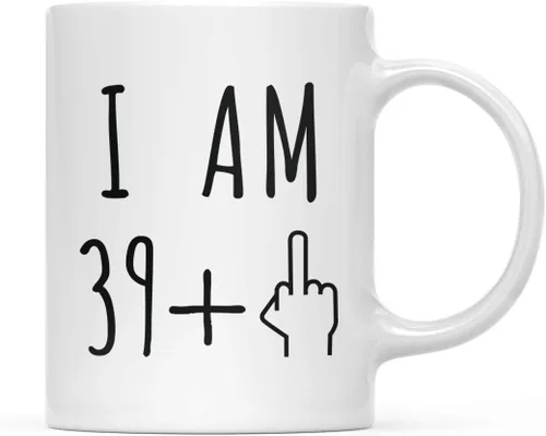 Miniatura 78 de Andaz Press Divertida taza de café de 11 onzas, regalo de broma de cumpleaños, I Am 49 + 1 dedo medio, 1 paquete, ideas de regalo de cumpleaños 50