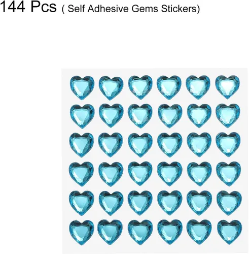 Miniatura 3 de MECCANIXITY 144 calcomanías autoadhesivas de diamantes de imitación de corazón de 0.394 pulgadas para maquillaje de San Valentín, artes y Azul