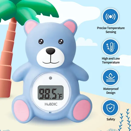Miniatura 2 de HubiBaby - Termómetro de baño para bebés y temperatura digital de la habitación, productos de seguridad para el baño 2 en 1 con advertencia de Azul