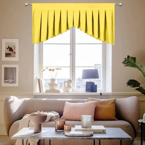 Cenefas para Sala de Estar Amarillo Brillante Opacas con Bolsillo para Barra Cenefas para Ventanas, Paquete de 1 (Amarillo Brillante 39" An x 20" L)