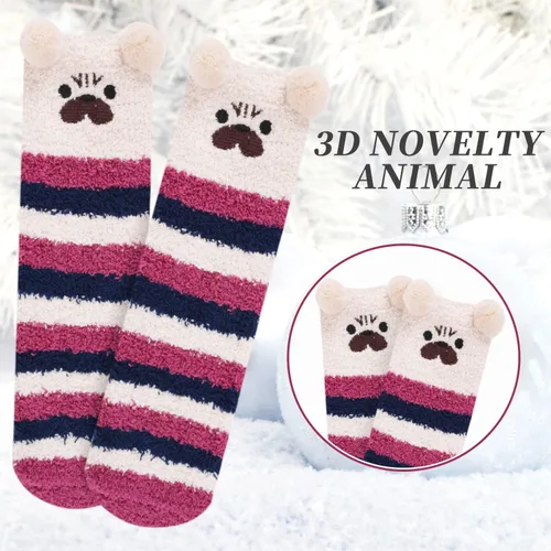 Miniatura 4 de Violet Mist Calcetines mullidos para hombre, unisex, lindos animales, acogedores, divertidos, esponjosos, cálidos, de invierno, de felpa