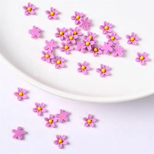 Miniatura 9 de Czsycdsf 100 mini flores de resina de 0.28 pulgadas (0.276 in), botones de flores de espalda plana 3D, adornos de flores de resina para Café profundo