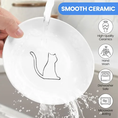 Miniatura 5 de Cuencos Elevados de Cerámica para Gatos - Juego de Cuencos para Gatos Amigable con Vibrissas, Anti-Vómito, Elegante e Higiénico