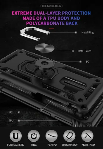Miniatura 6 de Androgate Funda para Samsung Galaxy S9 con Protectores de Pantalla HD, Soporte Kickstand con Anillo de Metal de Grado Militar Probado Resistente a